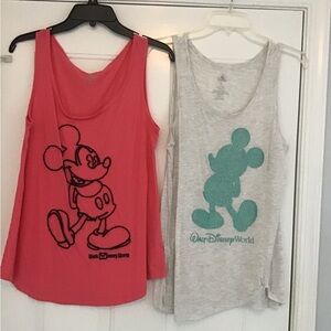 Bundle of two EUC Walt Disney World Mickey Mouse tank tops one large one medium